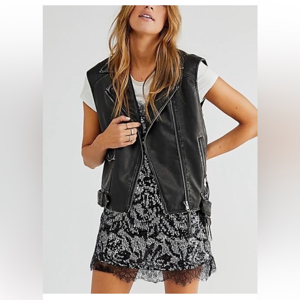 NWT Free People We the Free Emilia vegan waistcoat moto vest